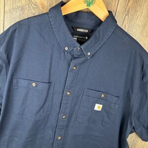 Carhartt Rugged Flex Rigby Short Sleeve Work Shirt Men Size 3XL Navy Blue 103555